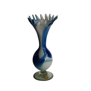 Beautiful Blue And‎ White Glass Decorative Vase